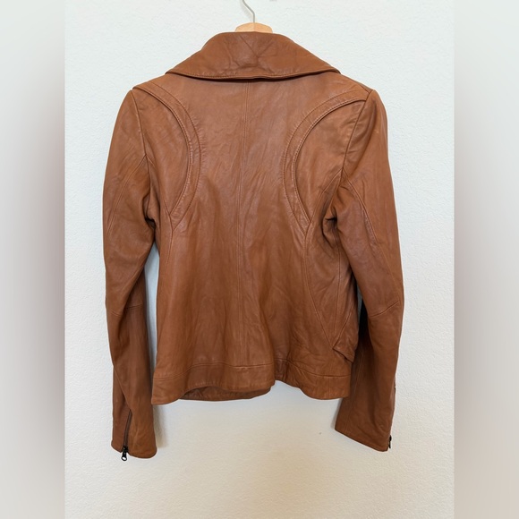 Doma Leather Biker Jacket Cognac Brown Size Small 100% Leather - Picture 2 of 12